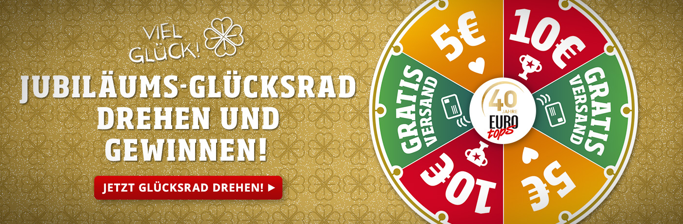 Jubiläums-Glücksrad drehen und gewinnen