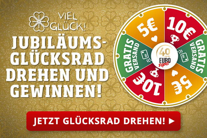 Jubiläums-Glücksrad drehen und gewinnen