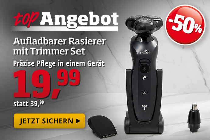 Topangebot - Aufladbarer Rasierer mit Trimmer Set