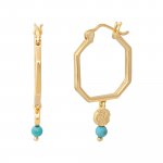 Creolen 925 Silber vergoldet Oktagon Plättchen türkiser Howlith günstig online kaufen