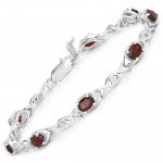 Armband 925-Sterling Silber rhodiniert Glänzend Granat bordeaux günstig online kaufen