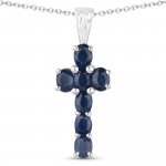 Anhänger mit Kette 925-Sterling Silber rhodiniert Glänzend Saphir Blau günstig online kaufen