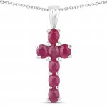 Anhänger mit Kette 925-Sterling Silber rhodiniert Glänzend Rubin rot günstig online kaufen