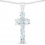 Anhänger mit Kette 925-Sterling Silber rhodiniert Glänzend Aquamarine hellb günstig online kaufen