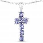Anhänger mit Kette 925-Sterling Silber rhodiniert Glänzend Tansanit violett günstig online kaufen