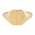 Ring 925 Silber vergoldet Siegelring Hexagon Tattoo günstig online kaufen