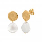 Ohrstecker 925 Silber vergoldet gehämmerter Coin und Süßwasserzucht Perle günstig online kaufen