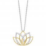 Anhänger mit Kette 925/- Sterling Silber teils vergoldet Lotusblüte Zirkoni günstig online kaufen