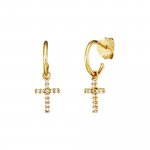 Creolen 925/- Sterling Silber vergoldet Einhänger Kreuz günstig online kaufen