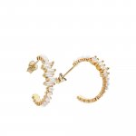 Creolen 925-Sterling Silber vergoldet Glänzend 1,8cm Zirkonia weiß günstig online kaufen