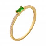 Ring 925 Silber vergoldet Baguette Stein grün günstig online kaufen