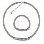 Set Kette Armband Metall 48+7,0cm + 19,0cm Stretch Mesh Kugeln Metall günstig online kaufen