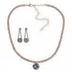 Set Kette Ohrringe Metall 51cm vergoldet glanz Glasstein weiß günstig online kaufen