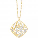 Anhänger mit Kette 925/- Sterling Silber vergoldet teils rhodiniert Viereck günstig online kaufen