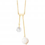 Anhänger mit Kette 925/- Sterling Silber vergoldet Perle und Zirkonia günstig online kaufen