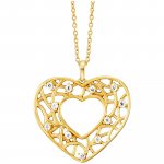 Anhänger mit Kette 925/- Sterling Silber vergoldet Herz 11 Zirkonia günstig online kaufen