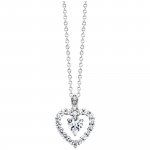 Anhänger mit Kette 925/- Sterling Silber rhodiniert Herz mit Zirkonia weiß günstig online kaufen