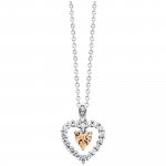 Anhänger mit Kette 925 Silber rhodiniert Herz Zirkonia weiß champagner günstig online kaufen