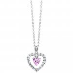 Anhänger mit Kette 925 Silber rhodiniert Herz Zirkonia weiß rosa günstig online kaufen