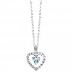 Anhänger mit Kette 925 Silber rhodiniert Herz Zirkonia weiß blau günstig online kaufen