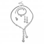 Set Kette Ohrringe Armband Ring Metall glanz Strass weiß günstig online kaufen