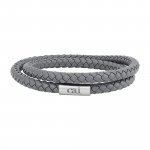 Armband Echtleder-Wickelarmband 21cm grau und magnetischem Edelstahlverschl günstig online kaufen