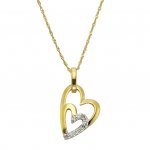Halskette 375/- Gelbgold 2farbig Zirkonia Herz günstig online kaufen