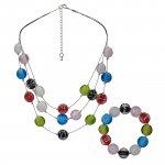 Schmuckset Set aus Collier und Armband mit bunten Glassteinen günstig online kaufen