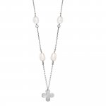 Anhänger mit Kette 925 Silber rhodiniert Kleeblatt und Perlen günstig online kaufen