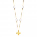 Anhänger mit Kette 925 Silber vergoldet Kleeblatt und Perlen günstig online kaufen