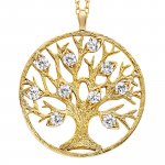 Anhänger mit Kette 925 Silber vergoldet Lebensbaum Zirkonia weiß günstig online kaufen