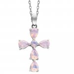 Anhänger mit Kette 925 Silber rhodiniert Kreuz Zirkonia perlmutt günstig online kaufen