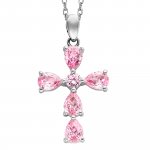 Anhänger mit Kette 925 Silber rhodiniert Kreuz Zirkonia rosa günstig online kaufen