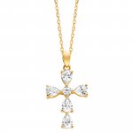 Anhänger mit Kette 925 Silber vergoldet Kreuz Zirkonia weiß günstig online kaufen