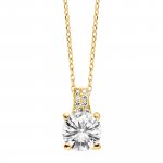 Anhänger mit Kette 925 Silber vergoldet Zirkonia weiß günstig online kaufen