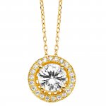 Anhänger mit Kette 925 Silber vergoldet 23 Zirkonia weiß günstig online kaufen