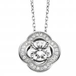 Anhänger mit Kette 925 Silber rhodiniert Blüte Zirkonia weiß günstig online kaufen