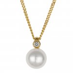 Halskette 585 Gold mit Brillant 0,03ct. + Perle weiß 7-7,5mm günstig online kaufen