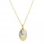 Anhänger mit Kette 585/- Gelbgold bicolor Zirkonia günstig online kaufen