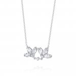 Kette 925 Sterling Silber rhodiniert Glänzend Blume Zirkonia weiß günstig online kaufen