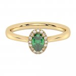 Ring 585 Gelbgold mit im Labor gezüchteten Diamanten und Smaragd günstig online kaufen