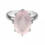 Ring 925 Sterling Silber rhodiniert Glänzend Rosenquarz rosa günstig online kaufen