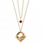 Anhänger mit Kette 925 Sterling Silber gelb vergoldet Glänzend Granat rot günstig online kaufen