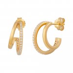 Steck-Creolen 925 Silber vergoldet zweifach Zirkonia günstig online kaufen