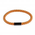 Armband Edelstahl Leder orange 21 cm günstig online kaufen