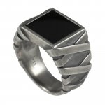 Ring 925/- Sterling Silber matt oxidiert Onyx günstig online kaufen