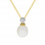 Halskette 925 Silber zweifarbig mit Perle weiß und Zirkonia günstig online kaufen