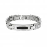 Armband Edelstahl matt glanz zweifarbig mit schwarzem Stahlseil günstig online kaufen