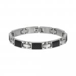 Armband Edelstahl poliert mit Carbon-Einlagen 20,5cm lang günstig online kaufen