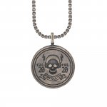 Anhänger mit Kette 925/- Silber matt oxidiert Rock Music Skull Wappen günstig online kaufen